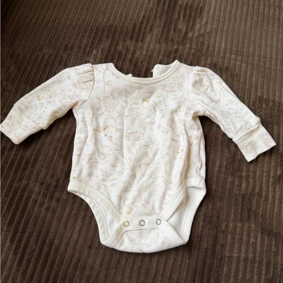 Charming Cream Floral Baby Bodysuit Pehr Organic Cotton - Picture 5 of 6